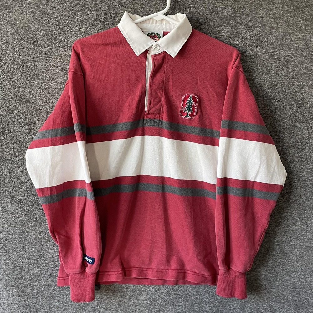 Stanford Cardinal Shirt Mens M Red White Striped NCAA Basketball Rugby Barbarian
